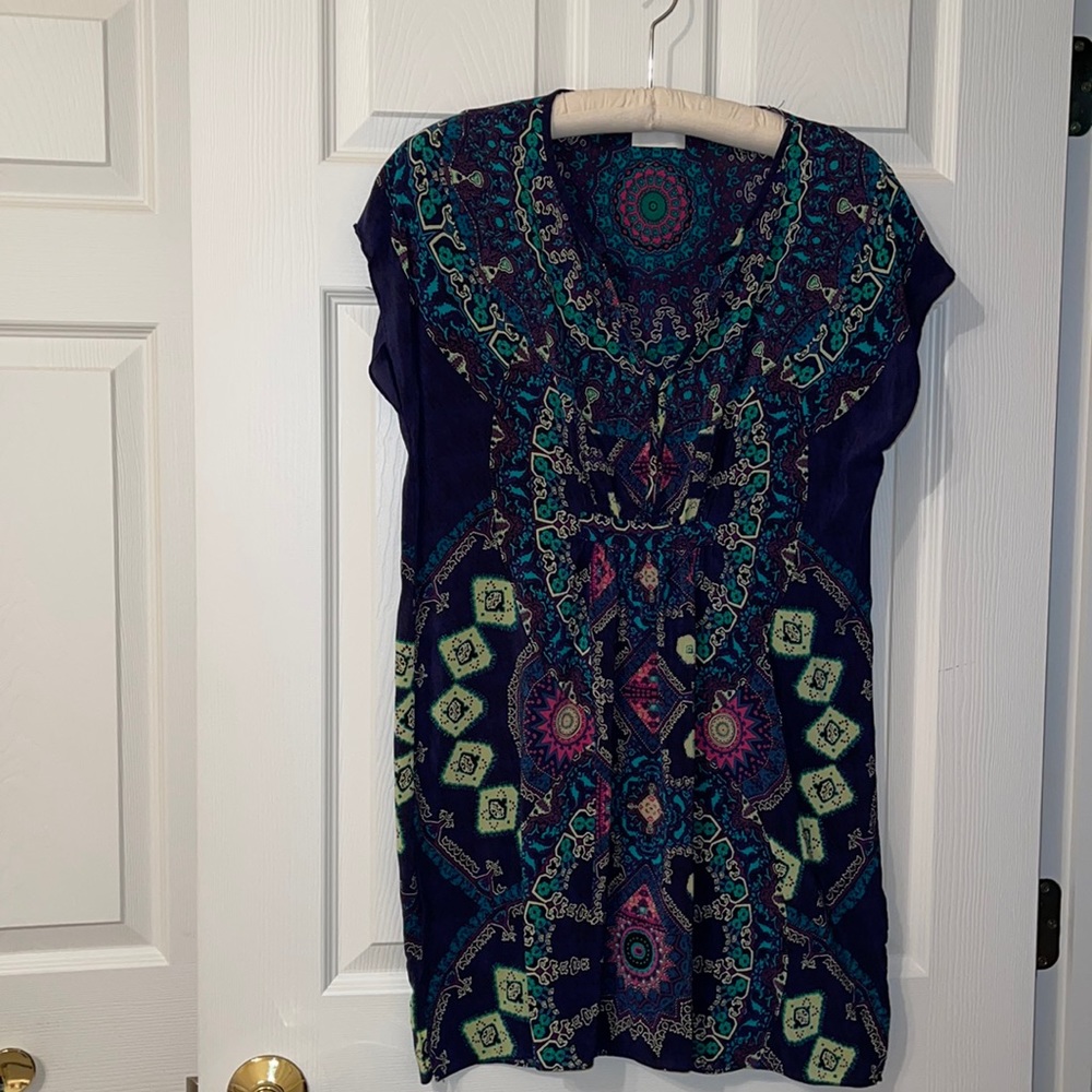 Maeve Anthropology Brand Navy Print Top